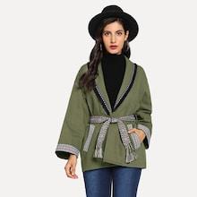Shein Shawl Collar Tassel Detail Embroidered Jacket