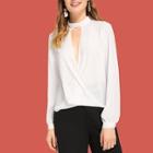 Shein Cut Out Front Wrap Draped Top