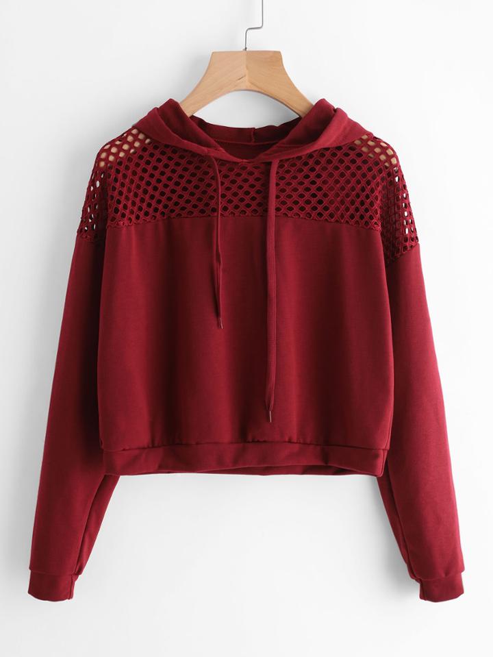 Shein Hollow Fishnet Insert Hoodie