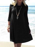 Shein Black Cowl Neck Long Sleeve Loose Dress