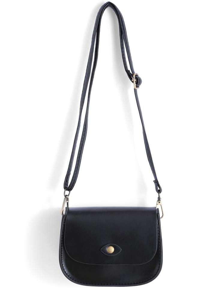 Shein Black Magnetic Buckle Pu Shoulder Bag
