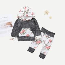Shein Toddler Girls Calico Print Hooded Sweatshirt With Pants