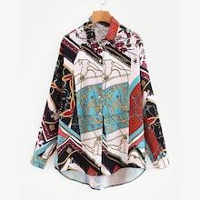 Shein Rope Print Dip Hem Shirt