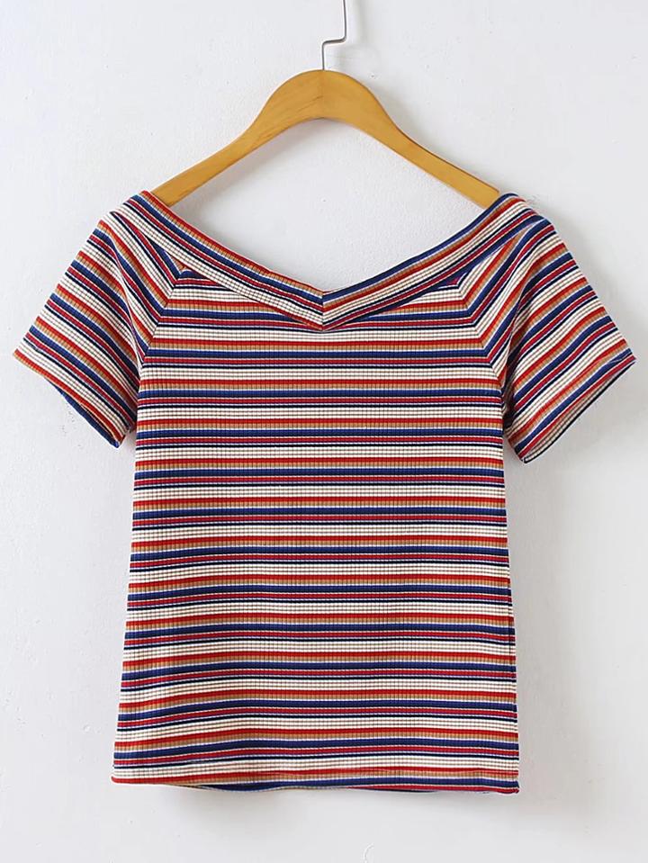 Shein Double V Neck Knit Tee