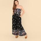 Shein Plus Flower Print Palazzo Leg Tube Jumpsuit