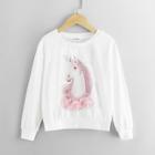 Shein Girls Lace Appliques Animal Pullover