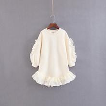 Shein Girls Contrast Lace Ruffle Hem Sweat Dress