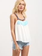 Shein White Fringe Decorated Sleeveless Camis Top