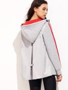Shein Heather Grey Striped Sleeve Combo Hoodie