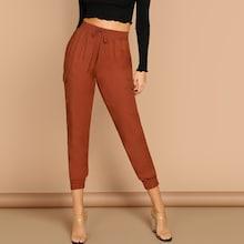 Shein Drawstring Waist Pocket Side Pants