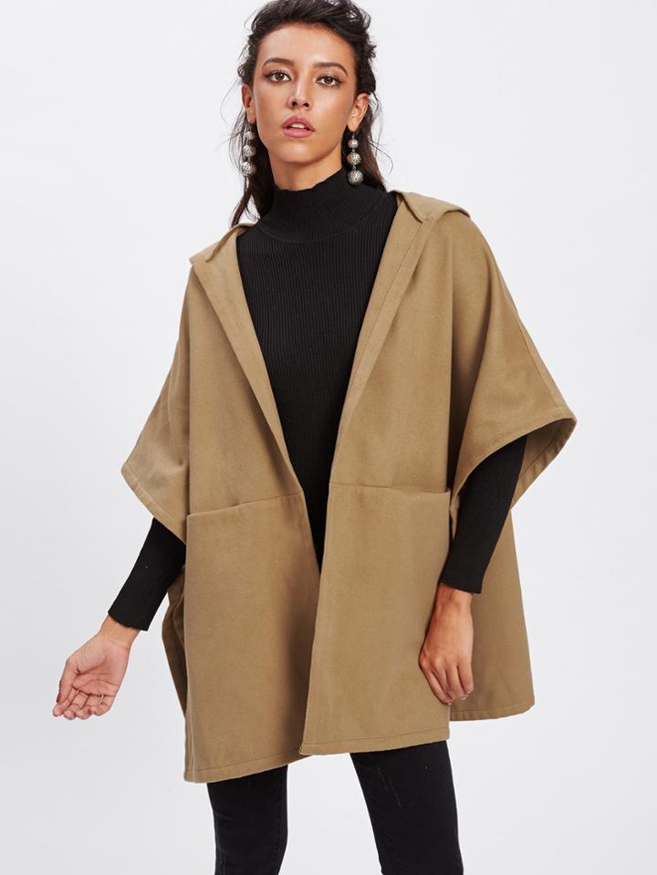 Shein Buttoned Detail Poncho Coat