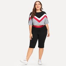 Shein Plus Cut And Sew Crop Top & Pants Set