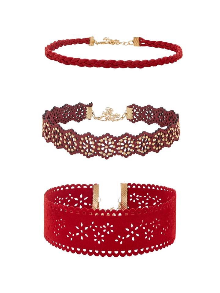 Shein Cut Out Flower Design Choker Set 3pcs