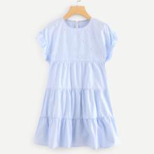 Shein Ruffle Trim Pearl Beaded Dress