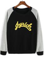 Shein Colour-block Round Neck Letters Embroidered Sweatshirt