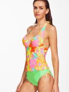 Shein Printed Halter Side Tie Tankini Set
