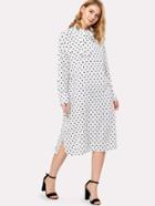 Shein Self Tie Neck Dot Print Dress