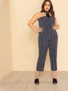 Shein Pinstriped Bandeau Jumpsuit