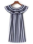 Shein Boat Neckline Vertical Striped Dress