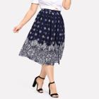 Shein Plus Boxed Pleated Floral Skirt