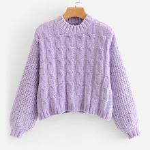 Shein Solid Cable Knit Chenille Jumper