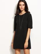 Shein Black Drop Shoulder Roll Sleeve Tee Dress