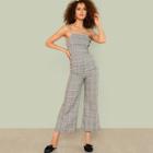 Shein Button Embellished Plaid Cami Jumpsuit