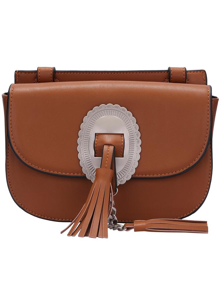 Shein Brown Magnetic Tassel Satchel Bag