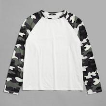 Shein Men Camo Raglan Sleeve Tee