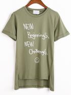 Shein Printed Dip Hem T-shirt