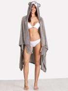 Shein Faux Fur Bear Hoodie Robe