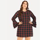 Shein Plus Layered Sleeve Plaid Dress