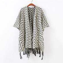 Shein Zigzag Print Tassel Cardigan