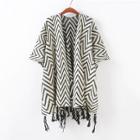 Shein Zigzag Print Tassel Cardigan