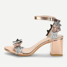 Shein Glitter Star Detail Chunky Heeled Sandals