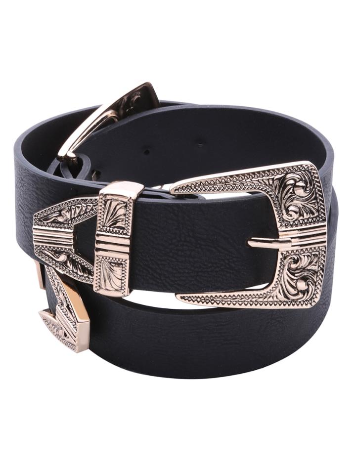 Shein Antique Gold Double Vintage Carved Buckle Belt