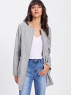 Shein Pocket Detail Zip Up Collarless Coat