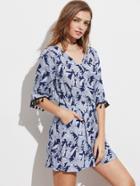 Shein Pineapple Print Contrast Tassel Trim Drawstring Romper