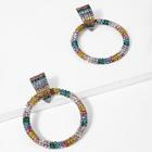 Shein Color Block Rhinestone Hoop Earrings