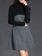 Shein Black Contrast Grey A-line Dress