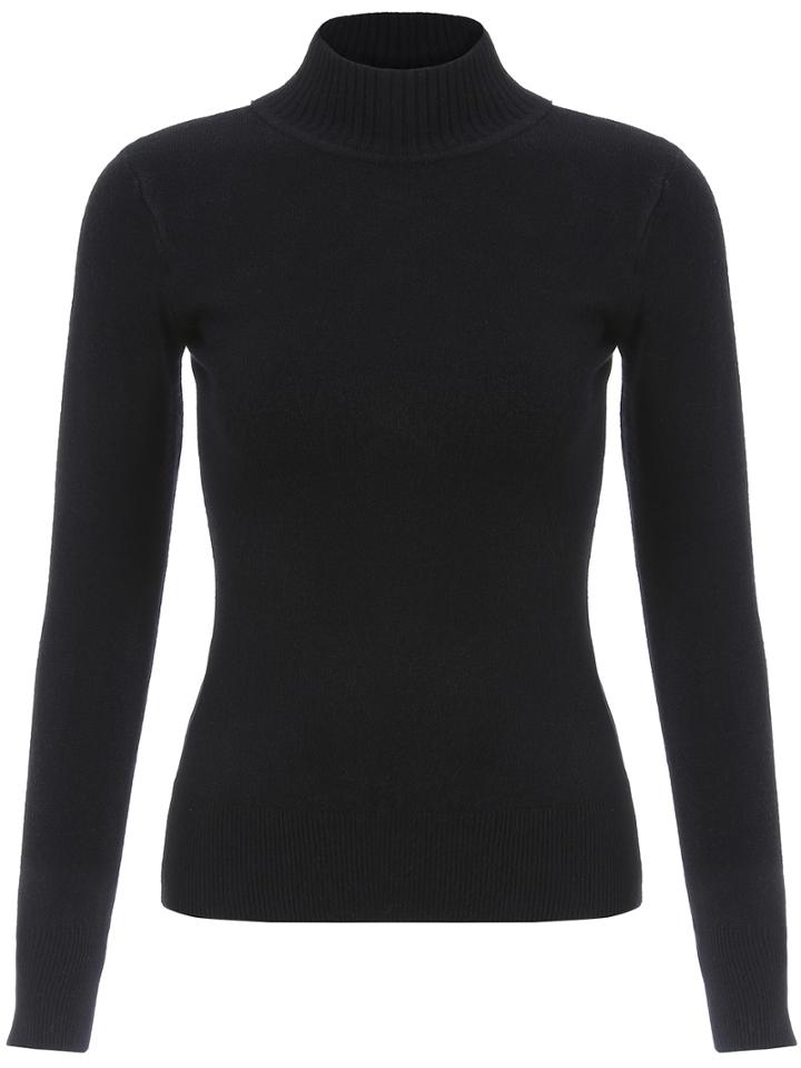 Shein Black Mock Neck Slim Knitwear