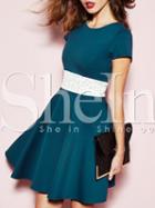 Shein Blue Color Block A Line Dress