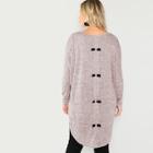 Shein Plus Bow Detail Back High Low Heathered Knit Tee