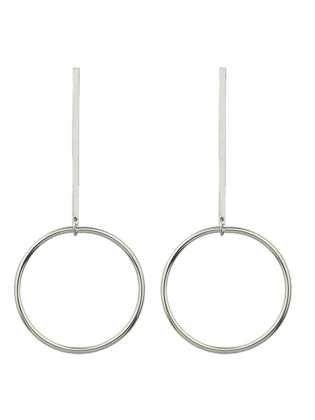 Shein Silver Big Circle Pendant Long Earrings For Women