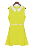 Rosewe Sparkly Yellowish Peter Pan Collar Skinny Tank Dress