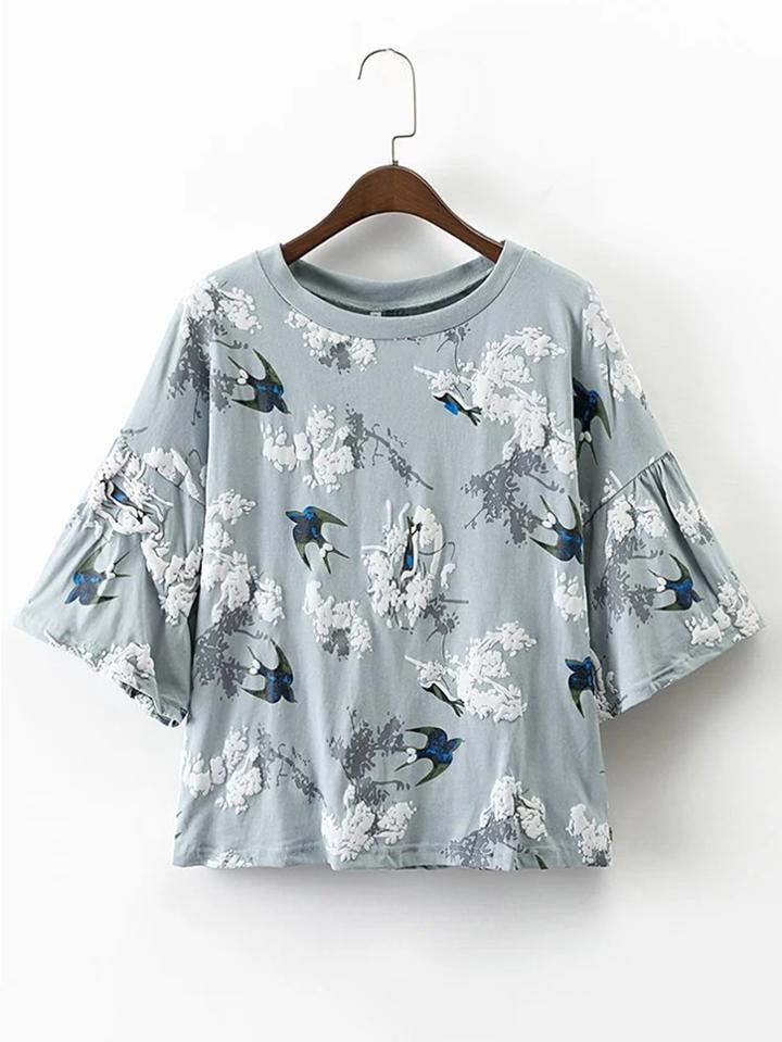 Shein Bell Sleeve Drop Shoulder Seam Tee