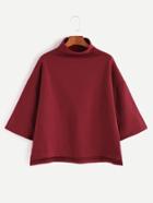 Shein High Neck Drop Shoulder Slit Side High Low T-shirt