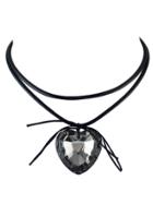 Shein Gunblack Gothic Briaided Rope Choker Collar Necklace With Heart Shape Rhinestone