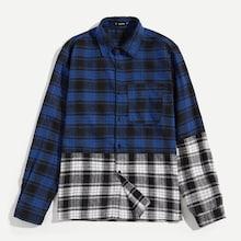 Shein Men Color Block Pocket Front Shirt