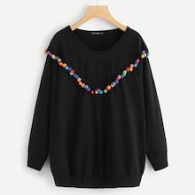 Shein Plus Pompom Embellished Sweatshirt